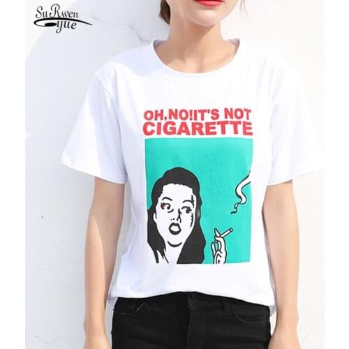 Short Sleeve T-shirt Summer O-neck Women Shirts White T Shirt Female Top Camisetas Verano Mujer 2021 Print Tshirt Women 4533