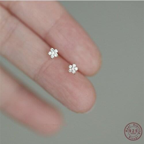 925 Sterling Silver Plated 14k Gold Pave Crystal Five-pointed Star Earrings Women Simple Fashion Wedding Jewelry Accessories