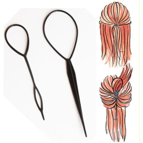 Hot Sale Chic Magic Topsy Tail Hair Braid Ponytail Styling Maker Clip Tool Black 2pcs Drop Shipping Headwear-001933