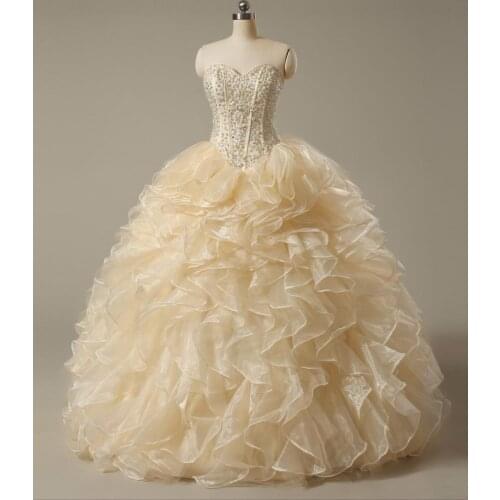 Bealegantom 2020 Stock White color Size 6 Ship 1-2 Days Ball Gown Quinceanera Dresses Beaded Sequined Sweet 16 Dress QA1520