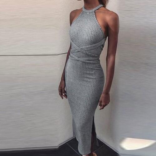 Sleeveless Knitted Dress Female Evening Party Pullover Vintage Autumn Winter Trend Elegant Long Dresses