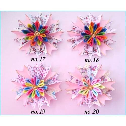 100 BLESSING Girl Popular 4.5" Fairy Hair Bow Clip Flower Unicorn Phnom Penh Ribbon
