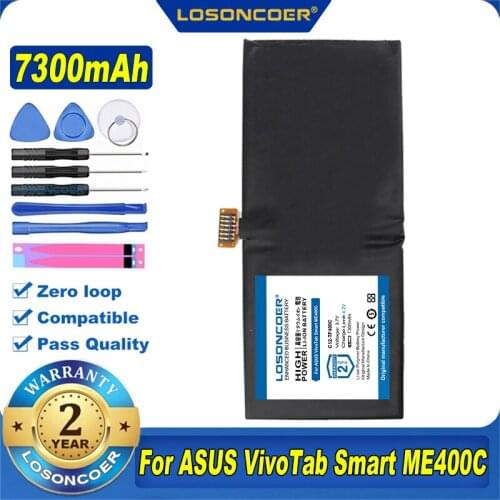 100% Original LOSONCOER NEW C12-TF400C 7300mAh Tablet Battery For ASUS VivoTab Smart ME400C 1ICP4/83/103-2 TF400C