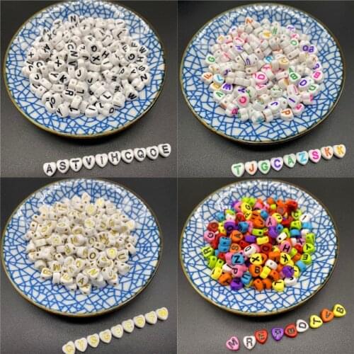 100pcs 7mm Heart Shape Mixed Letter Beads Acrylic Spaced Beads For Jewelry Making DIY Charms Bracelet Necklac