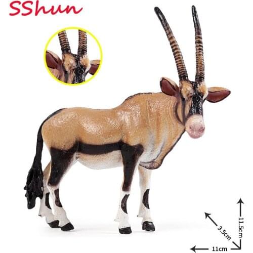 11*3.5*11.5CM solid static simulation wild animal world model South Africa sword antelope Tibetan antelope boy toy ornament