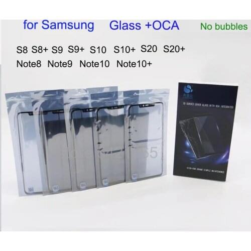 5pcs 2in 1 LCD Front Glass with OCA Film Glue No bubbles for Samsung Galaxy S10 S8 S9 Plus Note 8 9 Screen LCD Touch Panel