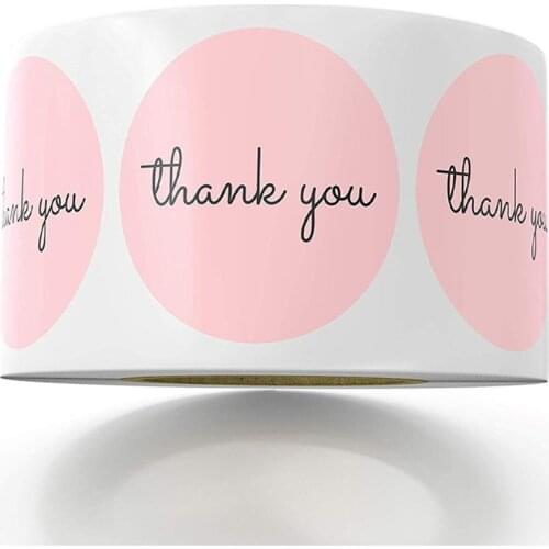 100-500pcs 1inch Pink Stickers Thank You Stickers For Company Giveaway Party Favors Labels &Mailing Supplies Baking Label
