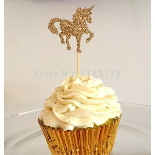 Glitter unicorn Cupcake Toppers party baby bridal shower birthday wedding cake topper decor to choose colors