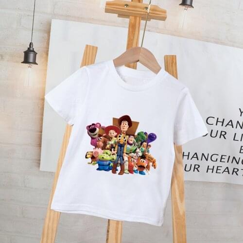 Baby Boy Girl Short Sleeve T Shirts Cartoon Pixar Toy Story Woody Print Children Clothes Summer Kids Streetwear Tops Tee Costume