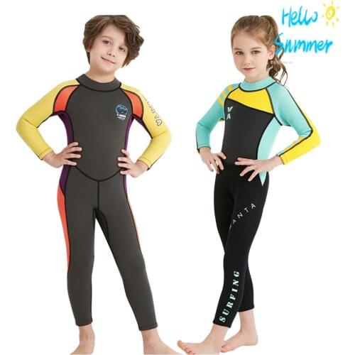 Kids Diving Suit 2.5MM Neoprene Wetsuit children for boys girls Keep Warm One-piece Long Sleeves UV protection Swimwear new