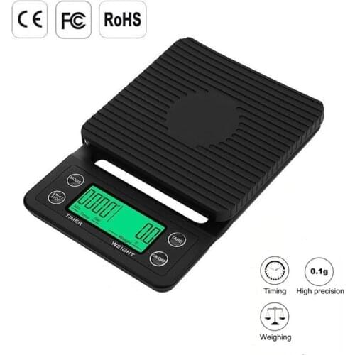 Hand-Grinding Coffee Electronic Scales Weighing Band Timing 3kg 5kg Digital Coffee Scales For Kitchen Counter