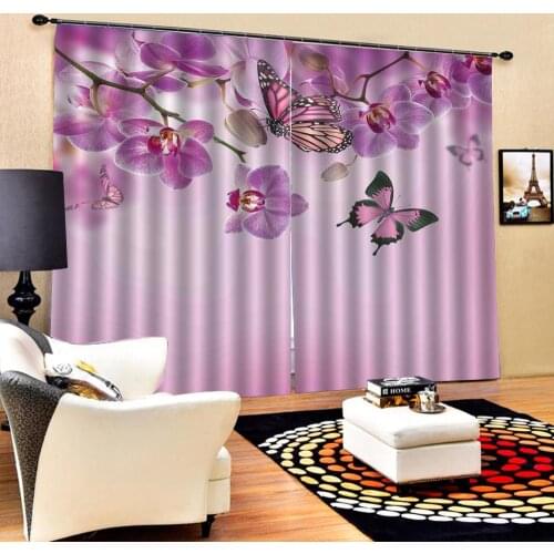Purple curtains flower curtain 3D Curtain Luxury Blackout Window Curtain Living Room