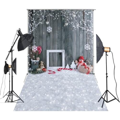 HUAYI Photography Christmas Studio Backgrounds Pendant Blinking Christmas Ornamental Snowman Flicker Snow Gift Backdrop XT-7443