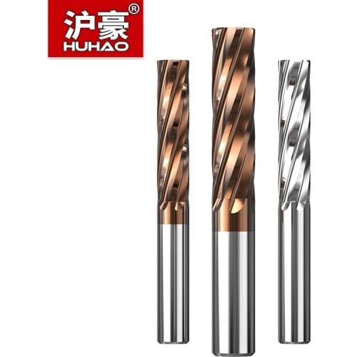 HUHAO 4 Flutes Screw Reamer 6 Blades Straight Shank CNC Milling Cutter HRC55 Carbide Bit For Steel Copper 12mm-20mm Thread