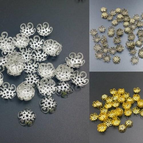 100pcs/Lot 10mm Flower Metal Loose Spacer Bead Caps Cone End Beads Cap Filigree For DIY Jewelry Finding Making