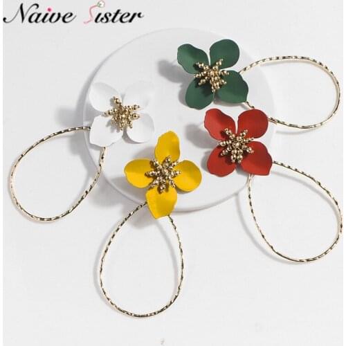 Fashion Flower Drop Earrings for Women Teen Girls Cute Party Birthday Gift Long Trendy Zinc Alloy Earing Jewelry Boho Korean