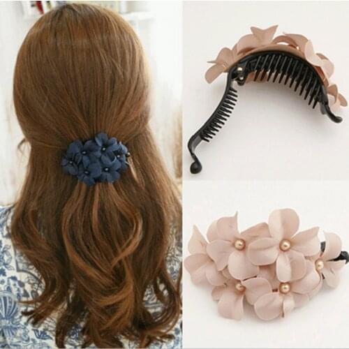 Fashion Handmade Flower Banana Barrettes Hair Clip Hair Pin Claws For Women Girls Hearwear Hair Accessories Fine Gifts