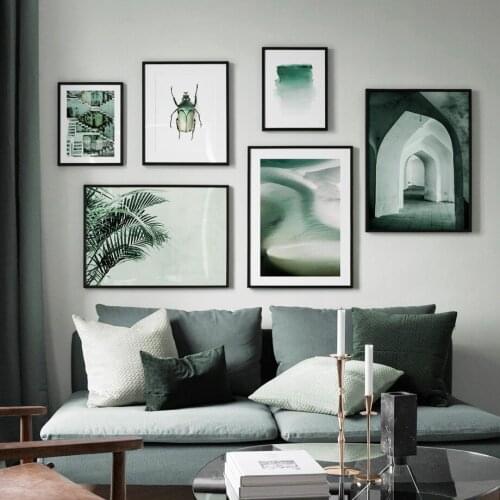 Modular Poster Picture Art Printed Home Decor Green Living Room Palm Leaf Desert Insect Nordic Morocco Door Wall Canvas Painting