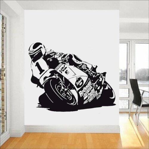 Motorcyclist Wall Decal Cool Motorcycle Race Wall Window Sticker Autobike Art Mural For Teen Boys Bedroom Vinyl Home Decor C369