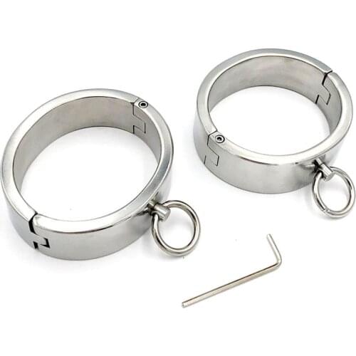 3cm Height Stainless Steel Ankle Cuffs BDSM Bondage Anklet Footcuffs Adult Games Restraints Slave Fetish Sex Toys For Woman Men