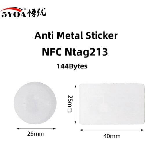 5pcs NFC Tag Ntag213 Tags Anti Metal Sticker 13.56MHz ISO14443A NTAG 213 Metallic Badges Key Token Patrol Universal Label