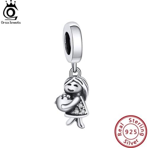 ORSA JEWELS Silver 925 Cartoon Character Charm Fit Original Bracelet&Bangle Pendant DIY Beads Jewelry for Women 2021 CB13