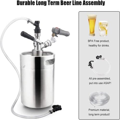 3FT Ball Lock Beer Line Assembly, Picnic Tap Faucet Beer Dispenser Tools for Homebrew Bar Outdoor Soda Dispensing Kit