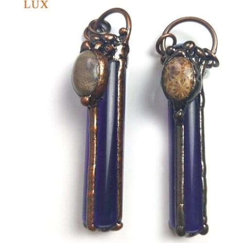 Natural Amethyst Column Pendant Cherry Blossom Agate Deep Purple Amethyst For Necklace Birthstone Birthday Present Jewelry Charm