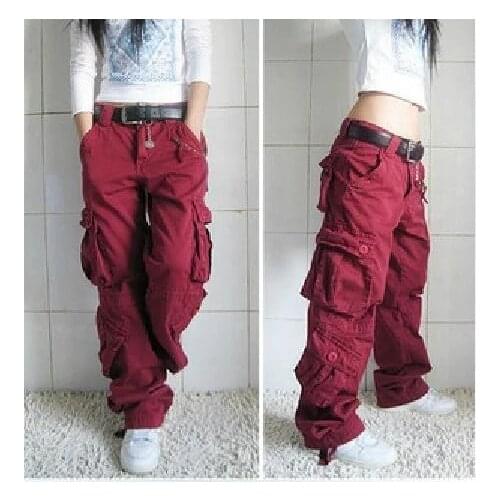 Plus Size 5colors Cargo Pants Women Hip Hop Loose Jeans Baggy Pants For Women