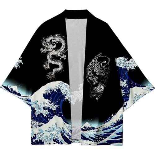 Plus Size 6XL 5XL 4XL Ukiyo-e Waves Print Loose Japanese Cardigan Women Men Harajuku Kimono Cosplay Tops Blouse Yukata Clothing