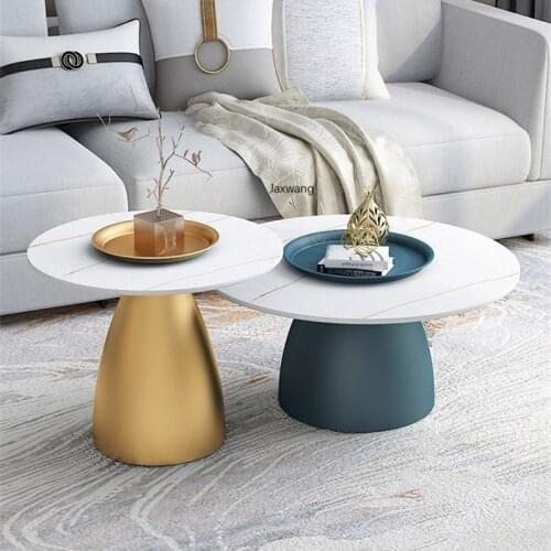 Luxury Coffee Tables Nordic Modern Household Small Apartment Simple Rock Board Round Small Coffee Table TV Cabinet Side Table