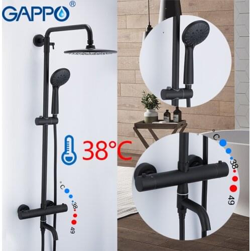 GAPPO shower faucet brass bathroom rainfall shower sets wall mounted thermostatic mixer tap waterfall bathtub faucets