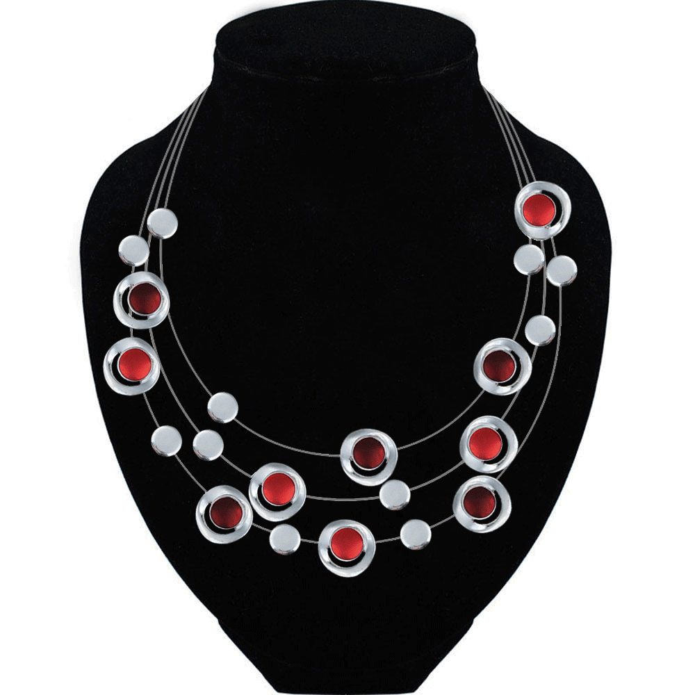 Modern 3 Layer Necklace Fashion Shades of Color Geometric Steel Cord Necklace Women Necklace Free Shipping