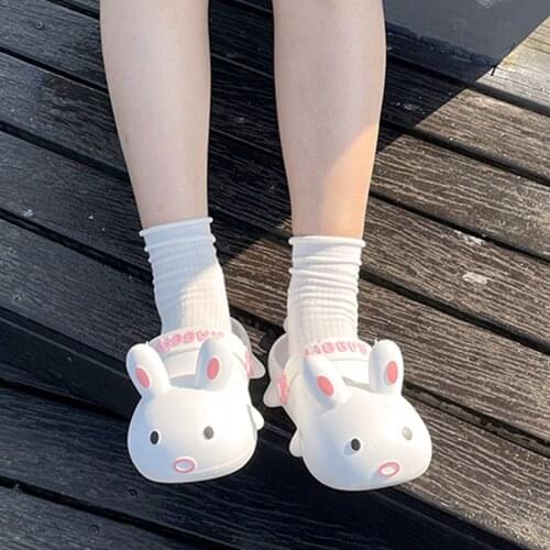 Slipper girl cute cartoon rabbit hole shoe female summer students wear non-slip ins girl heart bag head sandals