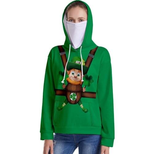 3D Hoodies Men/Women Irish Festival Sweatshirt Fall Fashion Boys/Girls Hip Hop 3D Hooded Streetwerar Pullover Tops and Headscarf