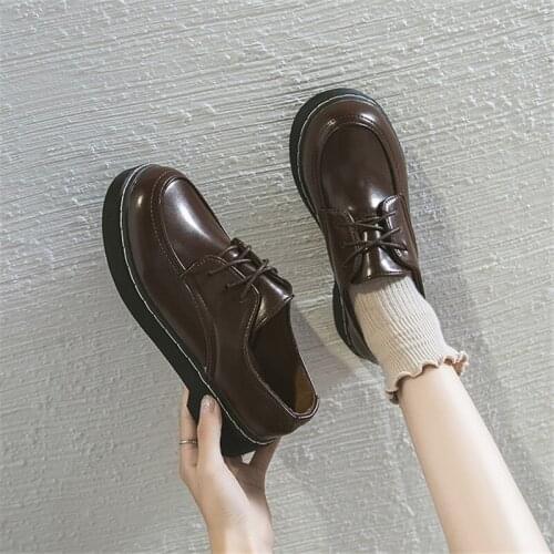 New Japanese Retro Lace Up Round Head Jk Uniform Girl Women Student Fashion College Tea Party Lolita Shoes Mid Heel Flats