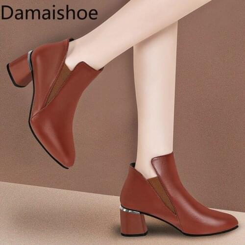 Womens Shoes 2021 Spring New Pointed-Toe High Heel Short Boots Womens Chunky Heel Martin Boots All-Matching Boots Female Boots