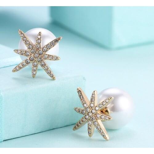 Brand designer Gold White Pearl stud Earrings for women lady Wedding Party gift Fashion Jewelry AE2092