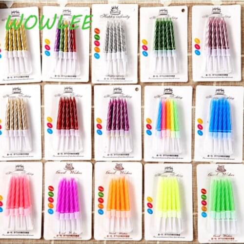 1/10pcs Thread Color Birthday Candles With Stand Cake Candle Event Party Supplies Wedding Decoration