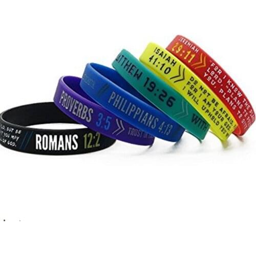 1PCS Christian bible Jeremiah ISAIAH MATTHEW PHILIPPIANS PROVERBS ROMANS sport silicone bracelet wristband