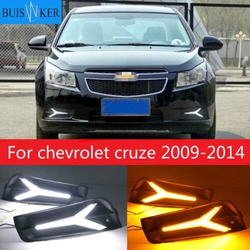 2PCS For chevrolet cruze 2009 2010 2011 2012 2013 2014 DRL Daytime Running Light fog lamp cover with yellow turn signal