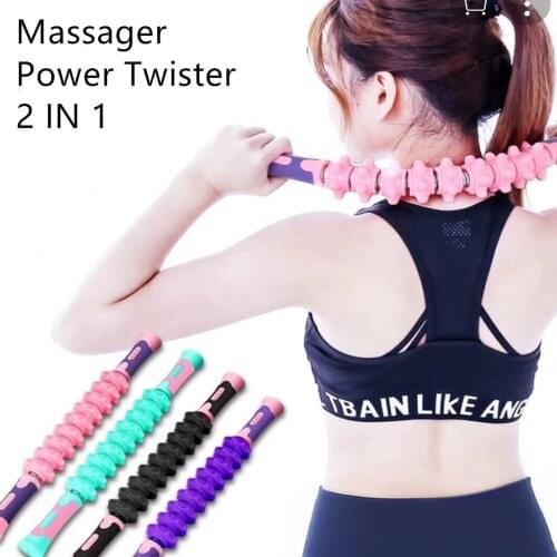 2-in-1 Multifunction Power Twister Muscle Massage Stick Roller Leg Massager Home Gym Equipment for Arm Exercise Trigger Point