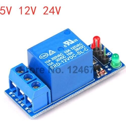 5V 12V 24V 1 Channel Relay Module Low Level Trigger with Light Blue Board