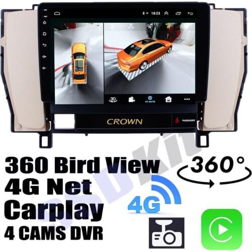 Car Audio Navigation GPS Stereo Media Carplay DVR 360 Birdview Around 4G Android System For TOYOTA Crown S182 184 2003~2008