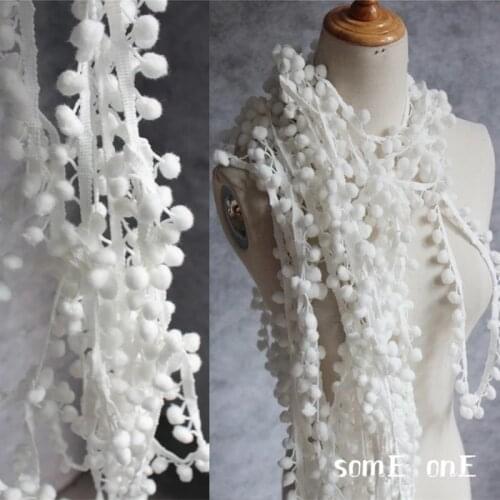 White felt ball Lace Trim DIY Skirt Dress Hem Collar Nordic Style Designer Accessories 50x3cm