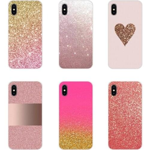 Pink Gold rose Glitter TPU Transparent Cover Bag For Huawei G7 G8 P7 P8 P9 P10 P20 P30 Lite Mini Pro P Smart Plus 2017 2018 2019