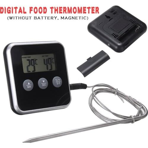 Digital Food Meat Cooking Thermometer Kitchen Grill Oven Probe Temperature Meter Barbecue Oven BBQ Clock Timer Thermometer