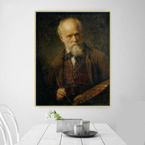 Citon Friedrich von Amerling《Self Portrait》Canvas Oil Painting Artwork Poster Picture Modern Wall Decor Home Decoration