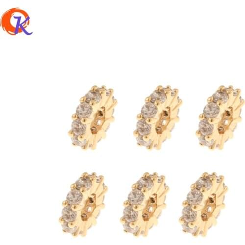 Cordial Design 30Pcs 8*8MM Jewelry Accessories/Spacers Loop Beads/Genuine Gold Plating/CZ Charms/Hand Made/DIY Jewelry Making