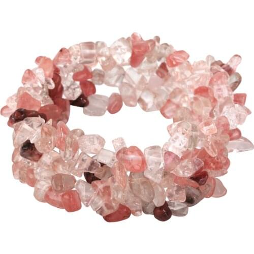 YACQ Watermelon Quartz Stretch Cuff 5 Layer Braid Chunky Chakra Bracelet Handmade Jewelry gift for Women Mom Girls